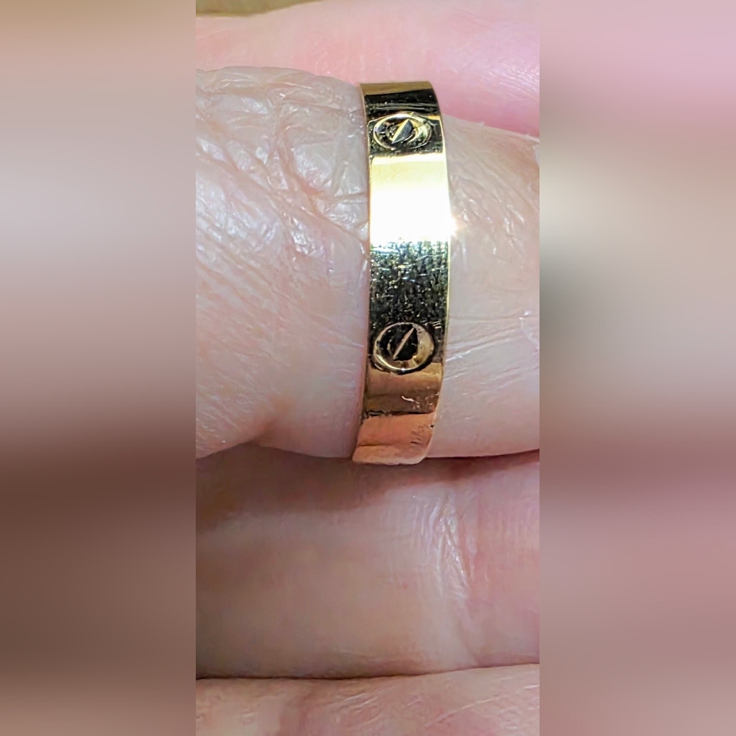 18k Thin Screw Ring- Size 8
